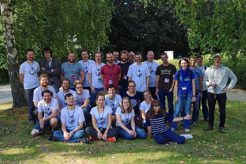 Our awesome volunteers at State of the Map in Brussels, 2016!